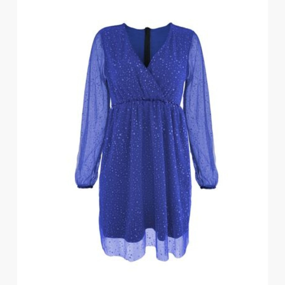 Mini-Kleid für Damen mit Wickelausschnitt und Ballonärmeln