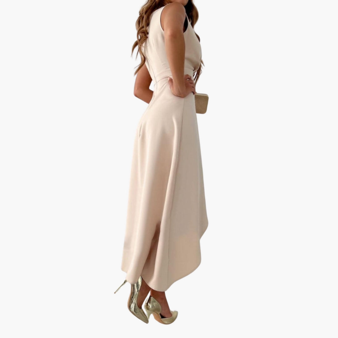 Dress for women with V-neck and crossed front