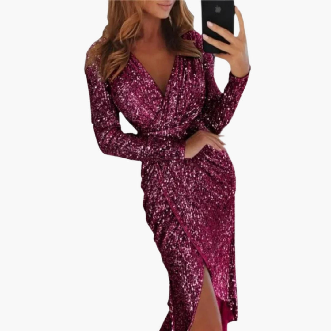 Vestito da donna con scollo a V e spacco