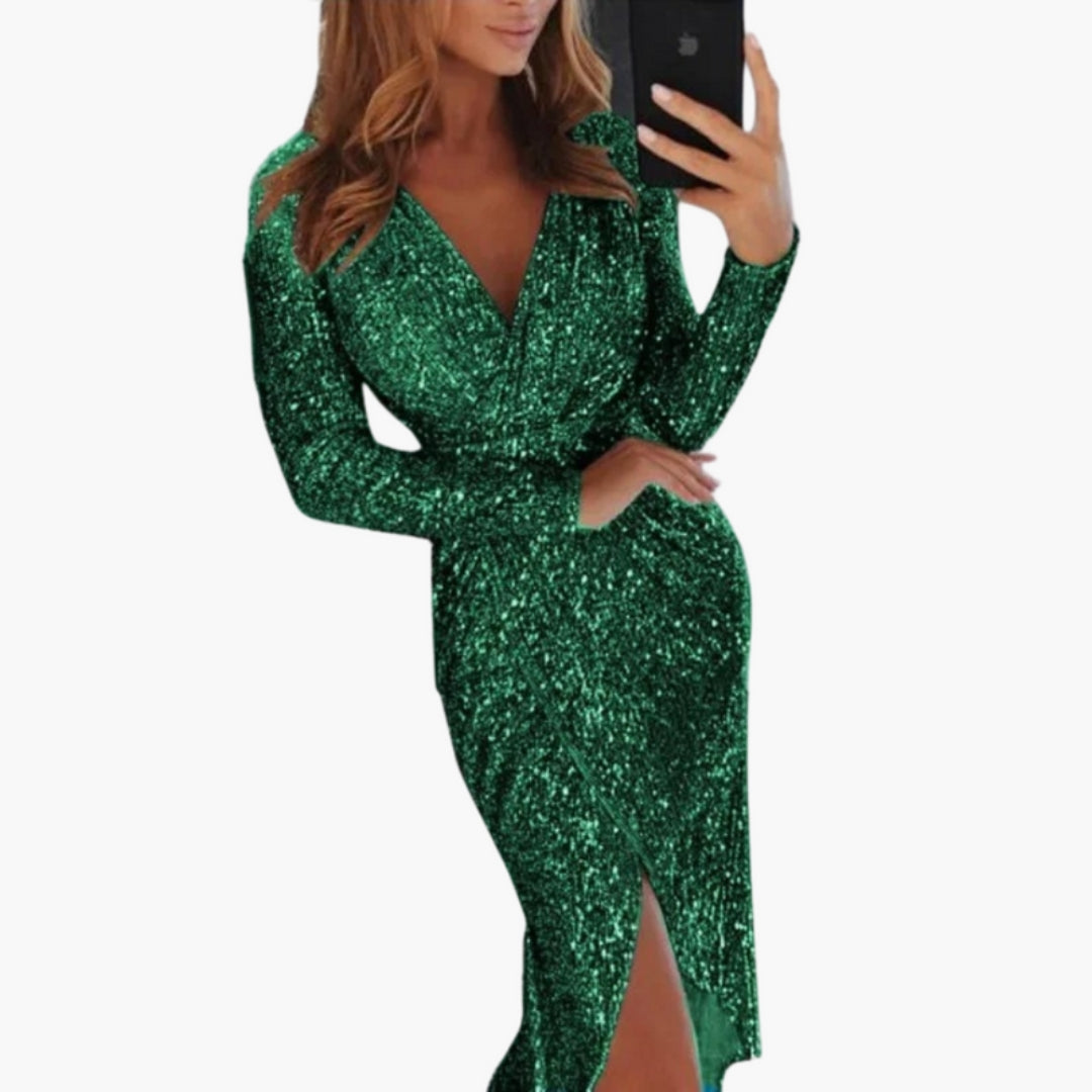 Vestito da donna con scollo a V e spacco