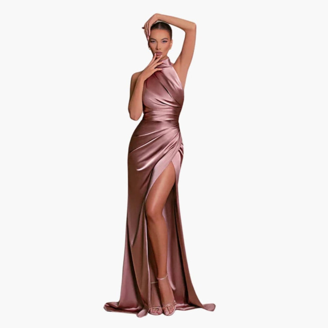 Abito da donna con scollo alla coreana e spacco