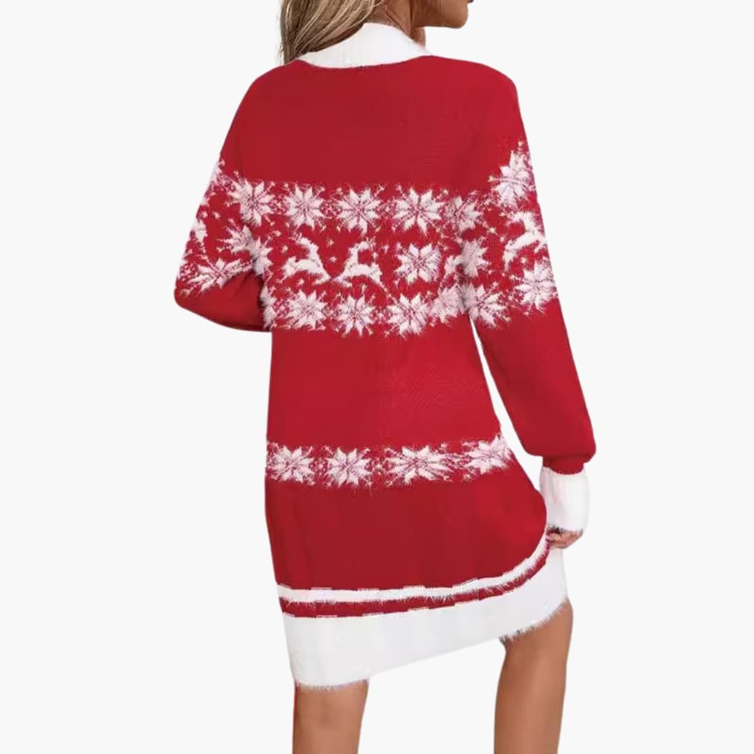 Naisten jouluneulemekko porokuvioinnilla