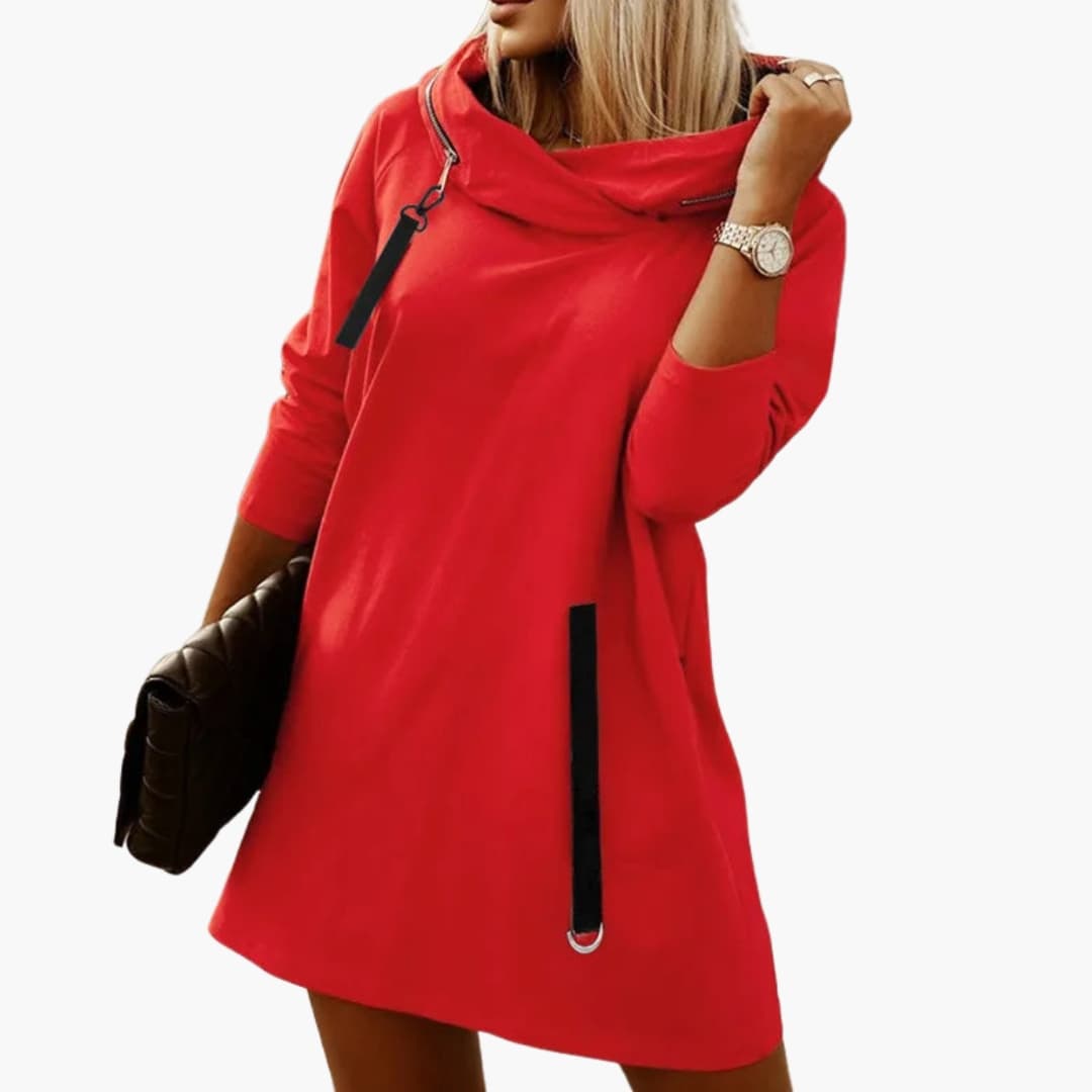 Langer bequemer Sweatkleid für Damen mit lässigem Schnitt