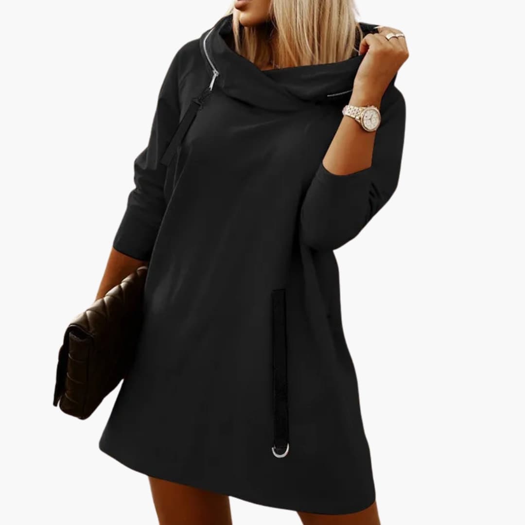 Langer bequemer Sweatkleid für Damen mit lässigem Schnitt