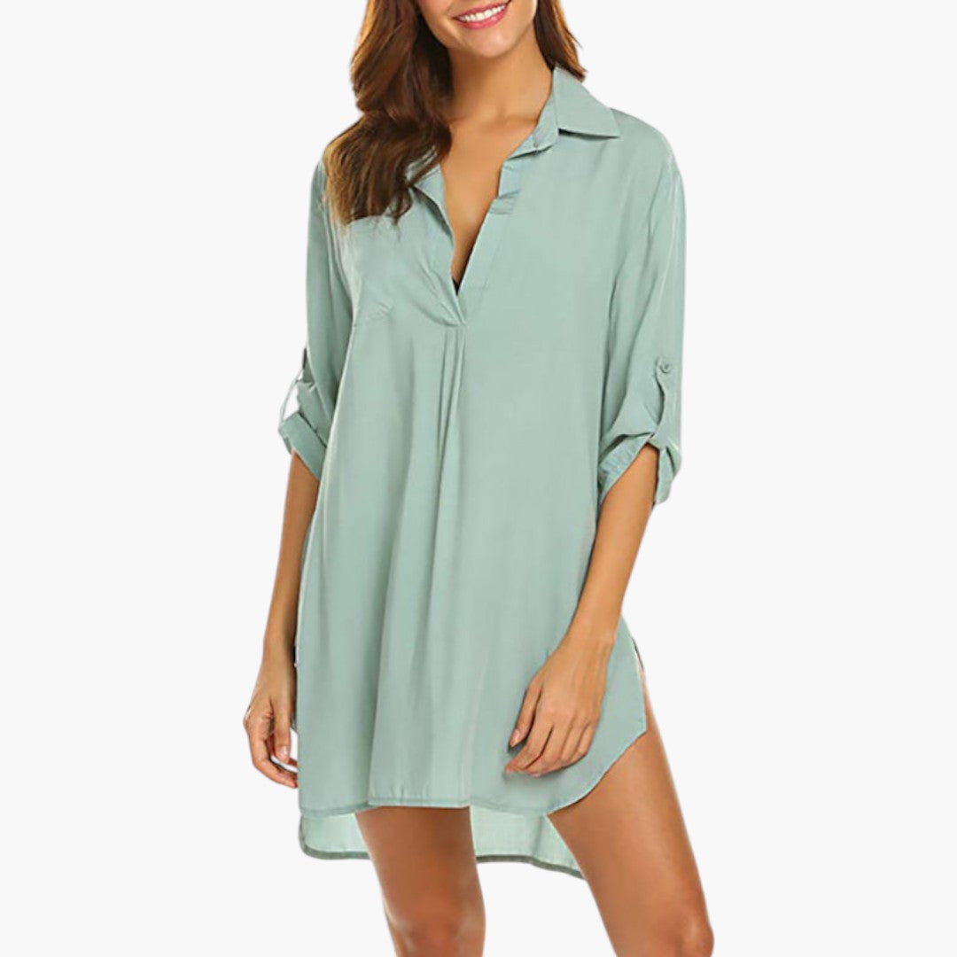 Túnica para mujer con cuello y aberturas laterales