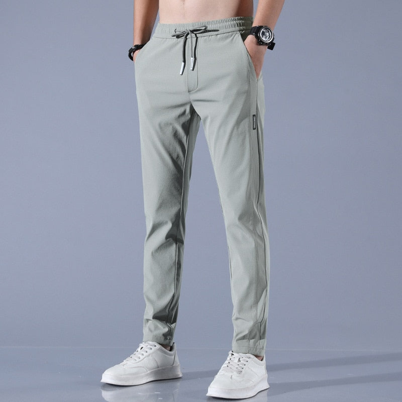Pantalon décontracté homme | Taille élastique avec cordon, coupe droite | Respirant et léger stretch, poches latérales