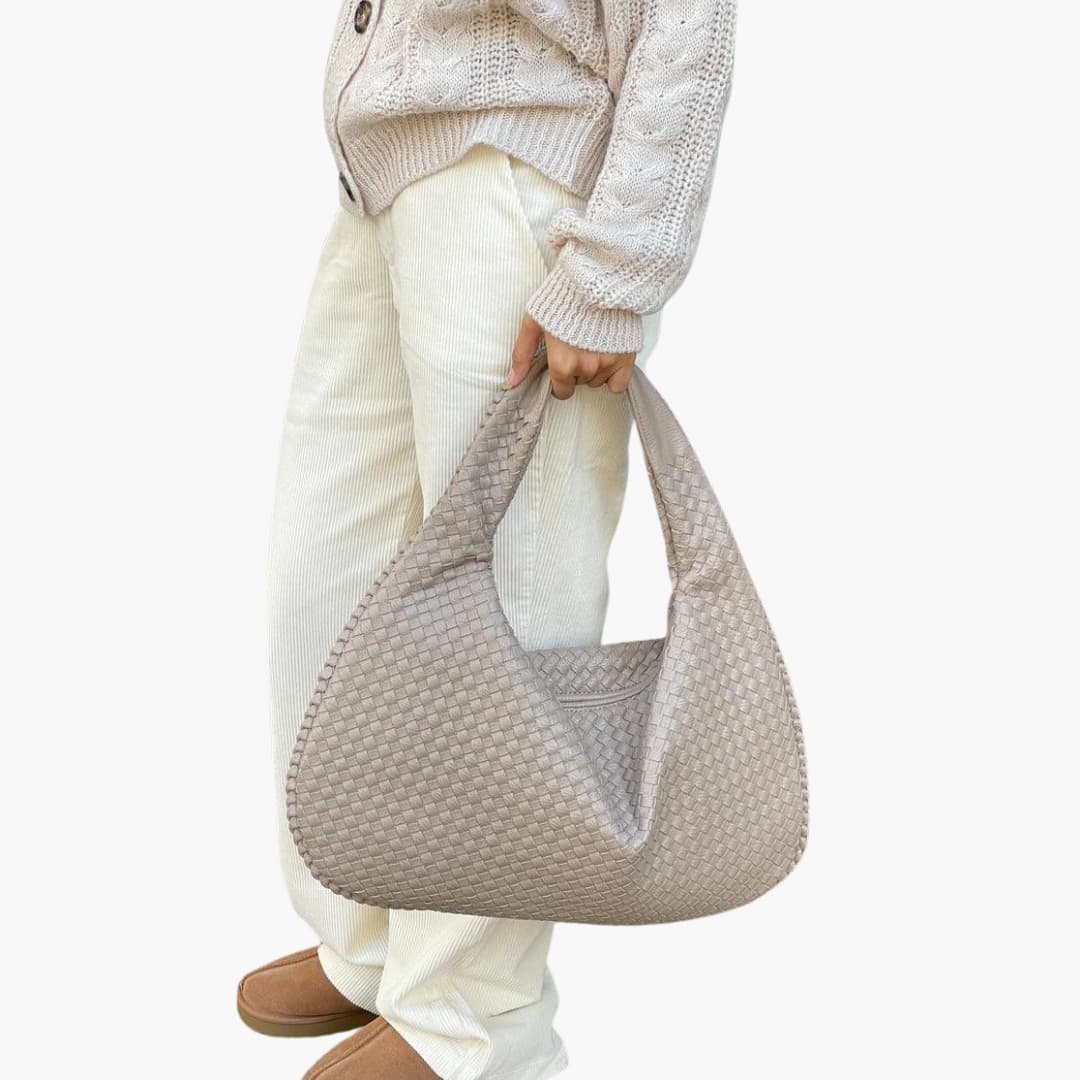 Sac bandoulière pour femme avec surface tressée et fermeture éclair