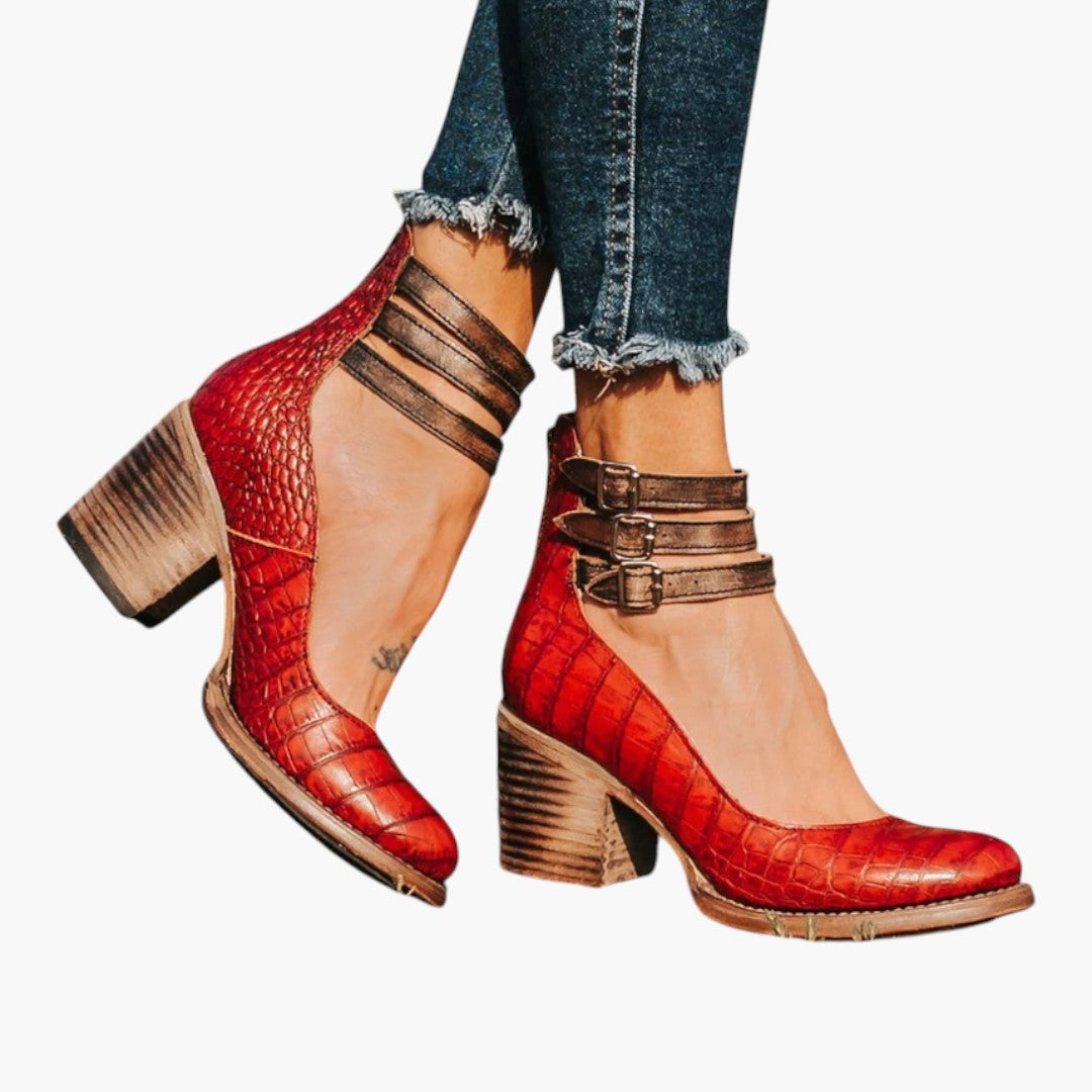 Women's Heeled Sandals with Ankle Strap and Adjustable Closure