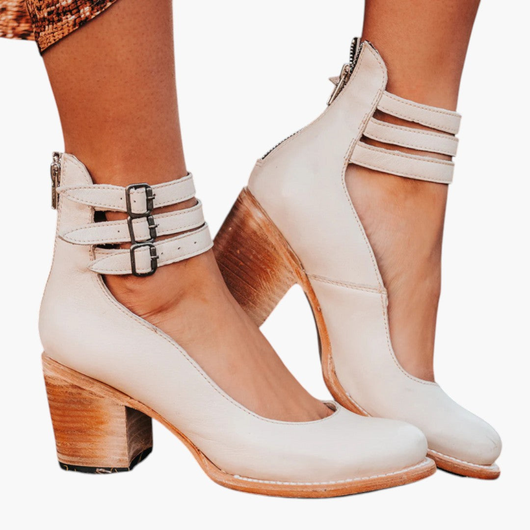 Women's Heeled Sandals with Ankle Strap and Adjustable Closure