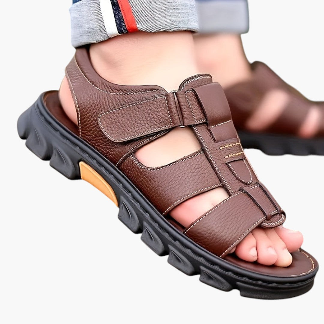 Sandales Homme a Semelles en Caoutchouc et Bout Ouvert