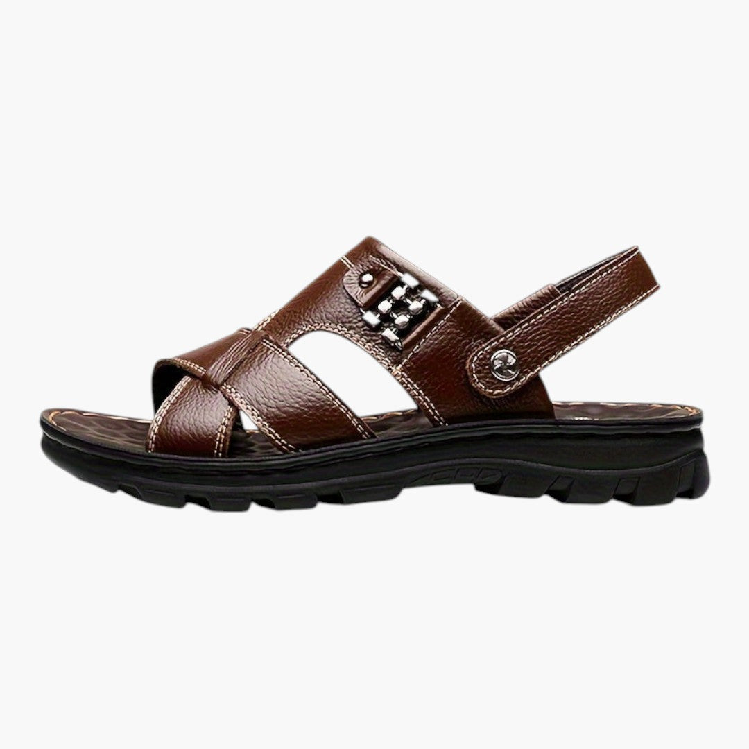 Sandales Homme avec Tige en Cuir et Semelle PU