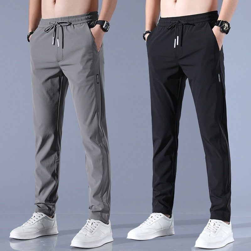Pantalon décontracté homme | Taille élastique avec cordon, coupe droite | Respirant et léger stretch, poches latérales