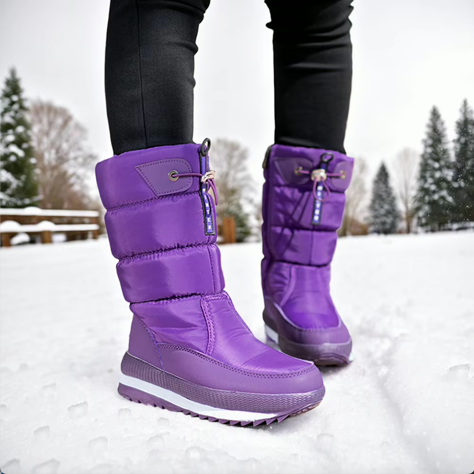 Bottes de neige femme | Imperméables, semelle antidérapante | Doublure chaude, zip facile à enfiler