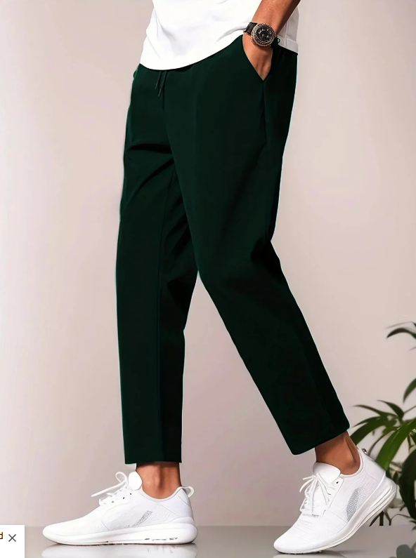 Pantalon homme coupe fuselée avec taille élastique et poches latérales