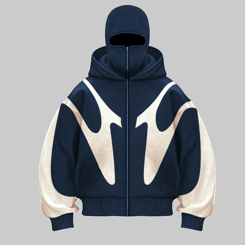 Hoodie Balaclava Homme Graphique | Streetwear Technique Mode Urbaine Automne Hiver