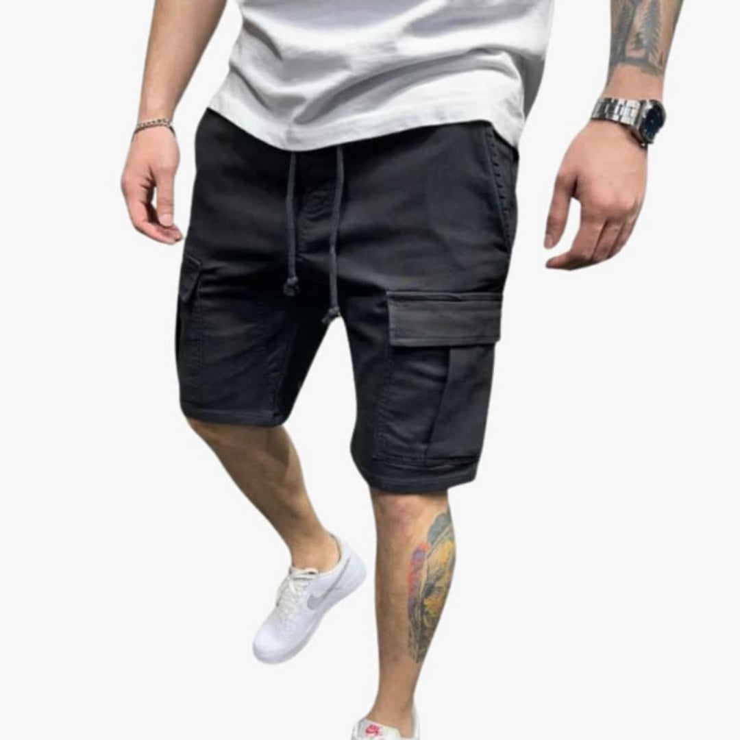 Pantaloni corti da uomo cargo lunghezza al ginocchio con tasche a patta
