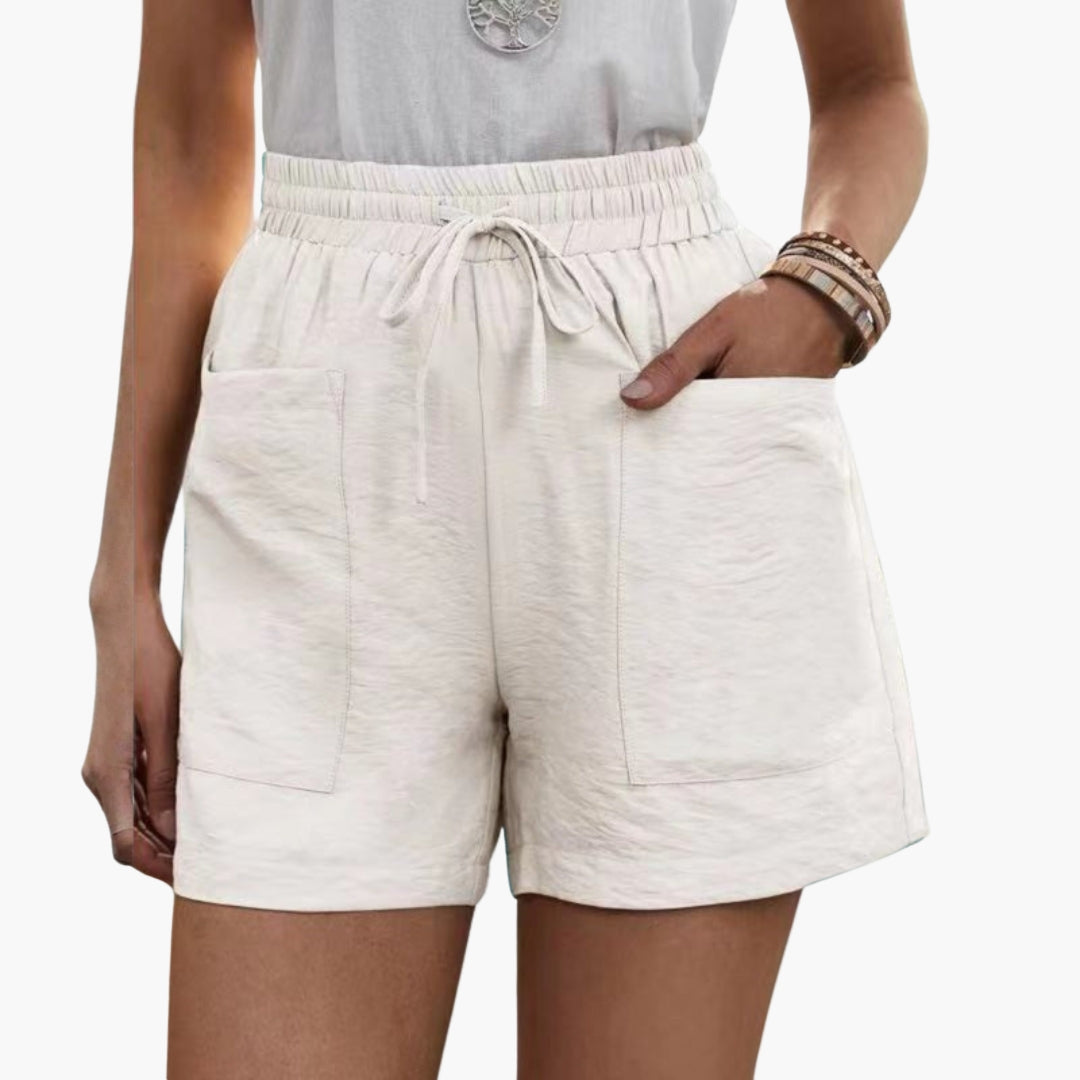 Pantaloni corti donna a gambe larghe con vita elastica
