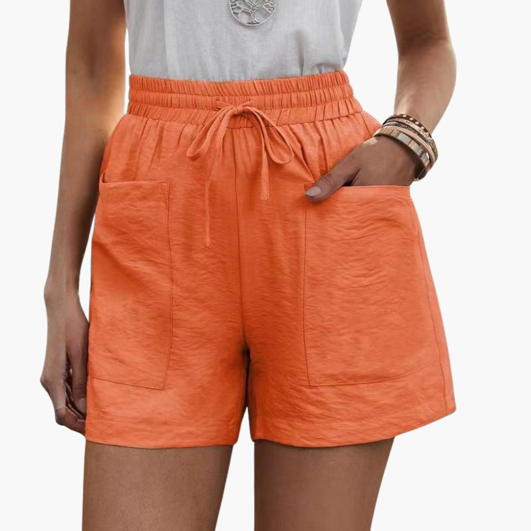 Pantaloni corti donna a gambe larghe con vita elastica