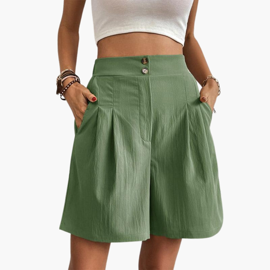 Pantaloni corti a vita alta da donna a gambe larghe