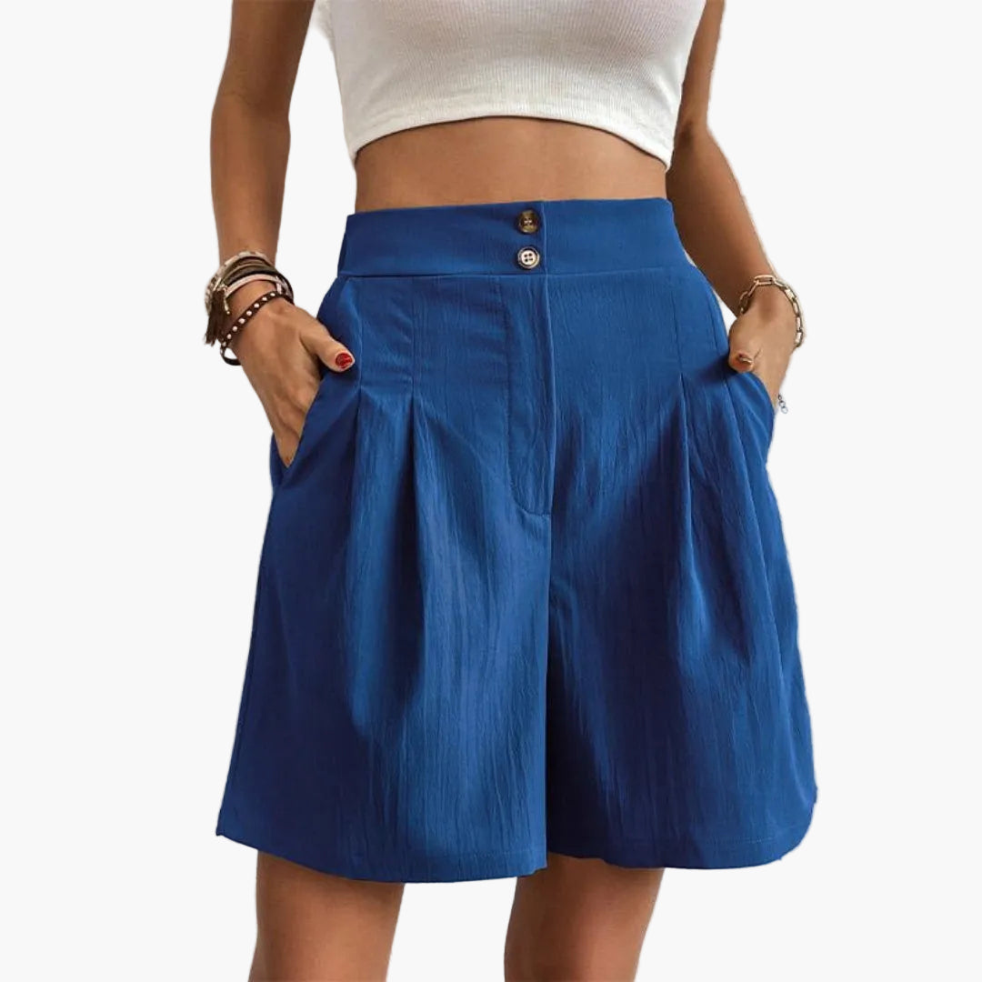 Pantaloni corti a vita alta da donna a gambe larghe