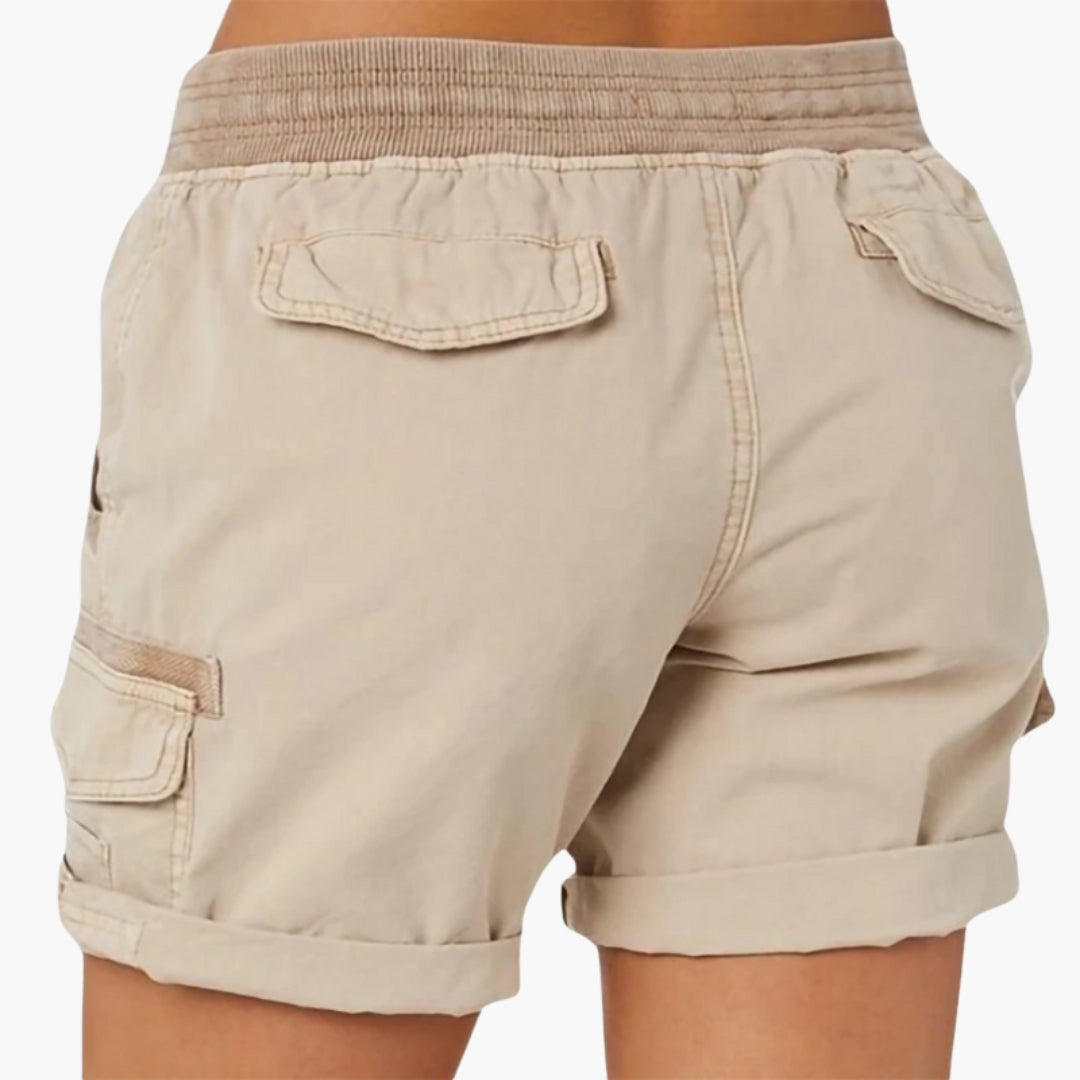 Pantaloni corti da donna con coulisse e tasche