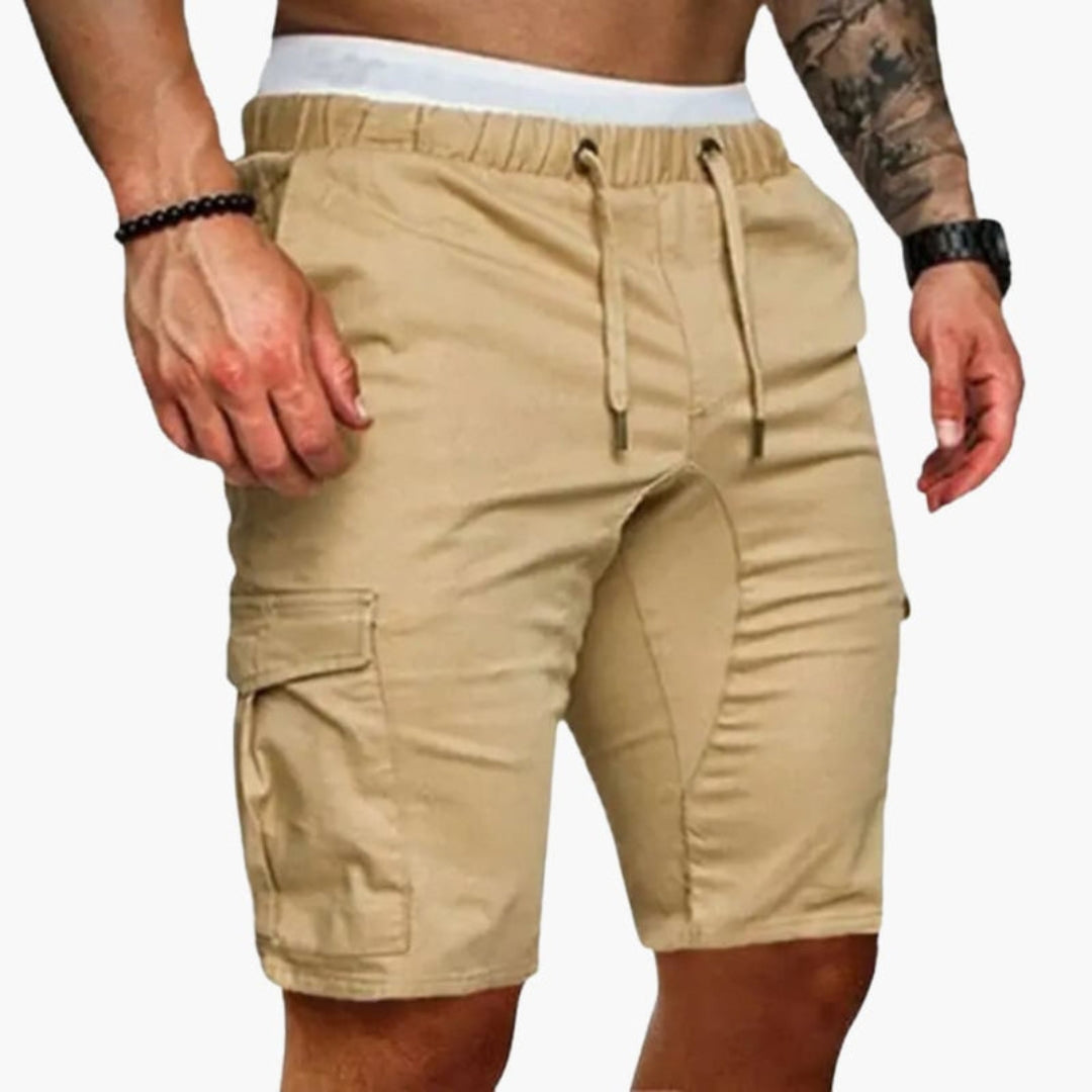 Short cargo homme avec taille à cordon ajustable