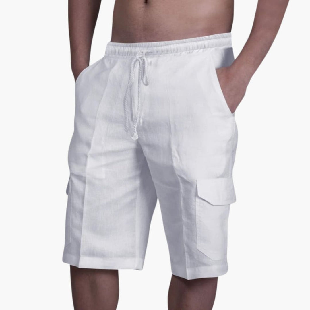 Pantaloni corti da uomo con vita a coulisse e tasche cargo