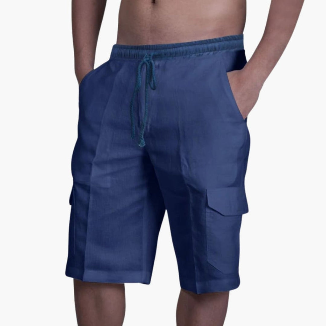 Pantaloni corti da uomo con vita a coulisse e tasche cargo