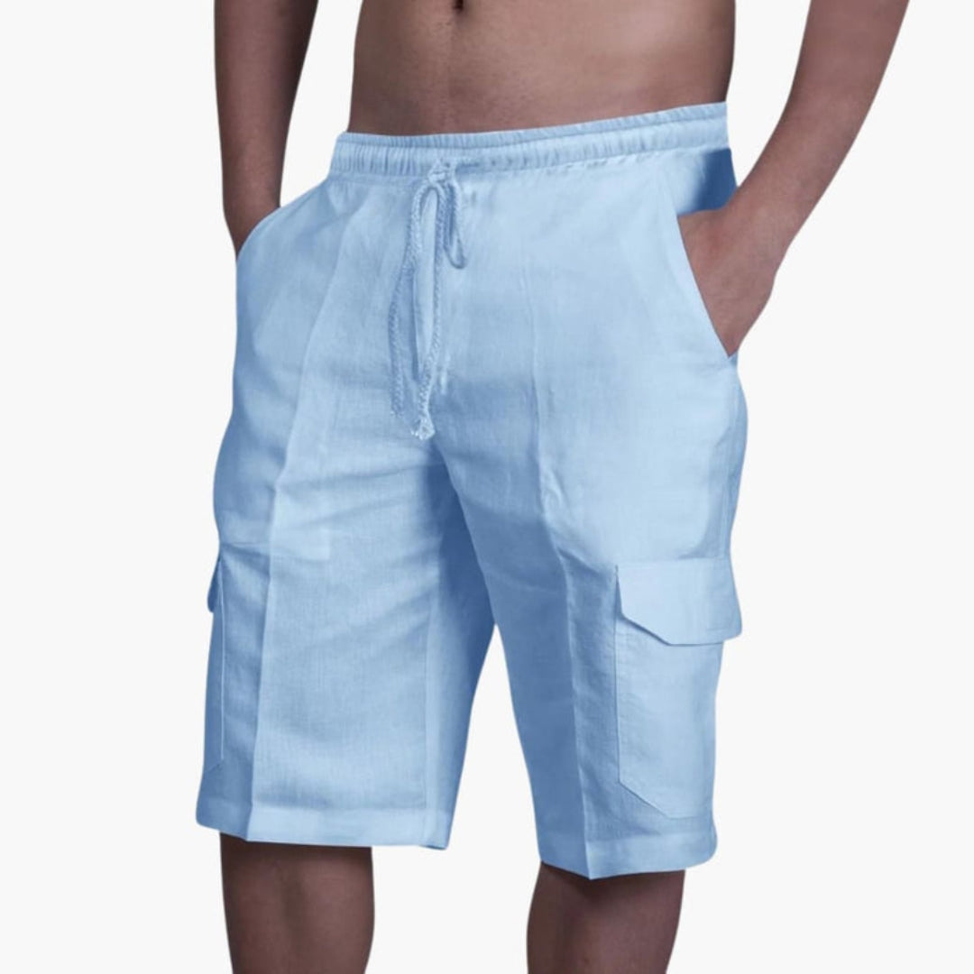 Pantaloni corti da uomo con vita a coulisse e tasche cargo