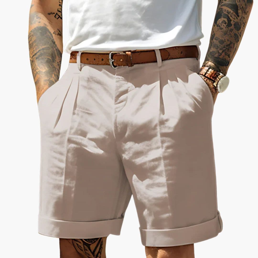 Short chino pour homme avec plis avant