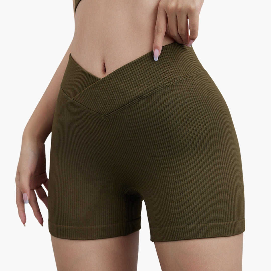Short côtelé donna con cintura a V e design elasticizzato