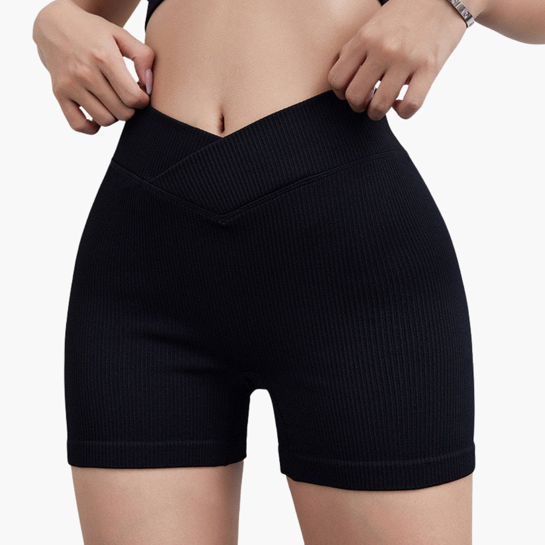 Short côtelé donna con cintura a V e design elasticizzato