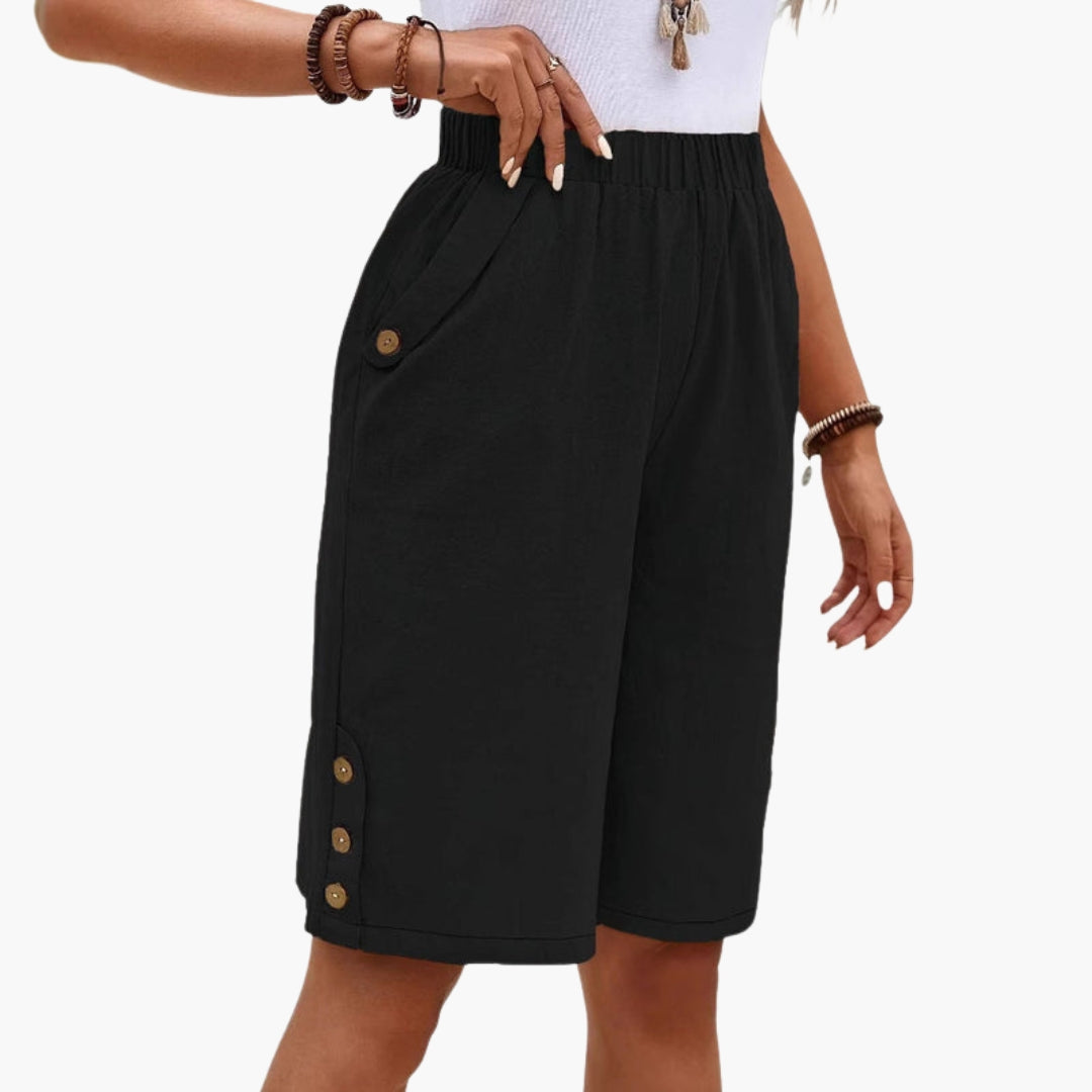 Sommerkurze Hose für Damen mit elastischem Bund und Seitentaschen