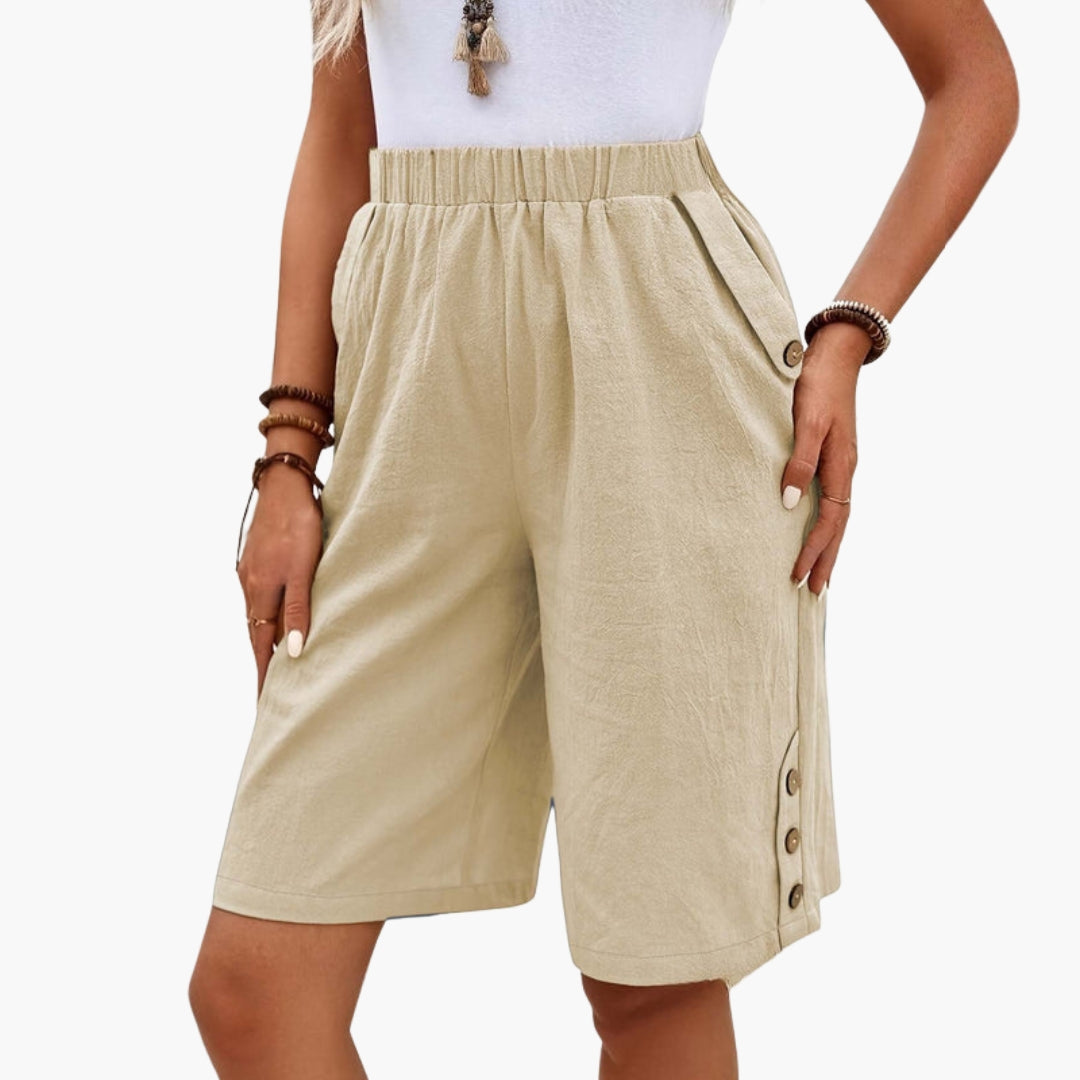 Sommerkurze Hose für Damen mit elastischem Bund und Seitentaschen
