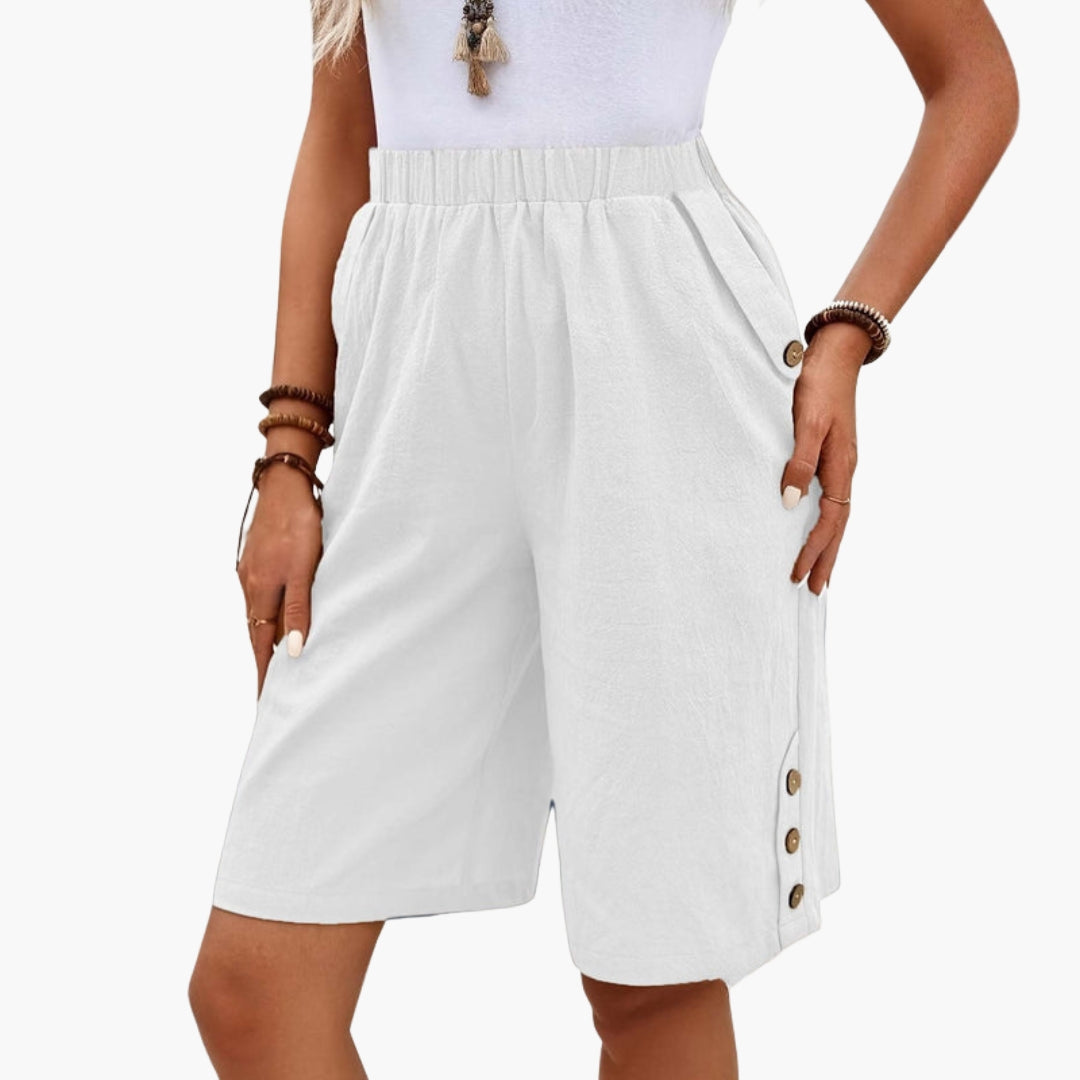 Sommerkurze Hose für Damen mit elastischem Bund und Seitentaschen
