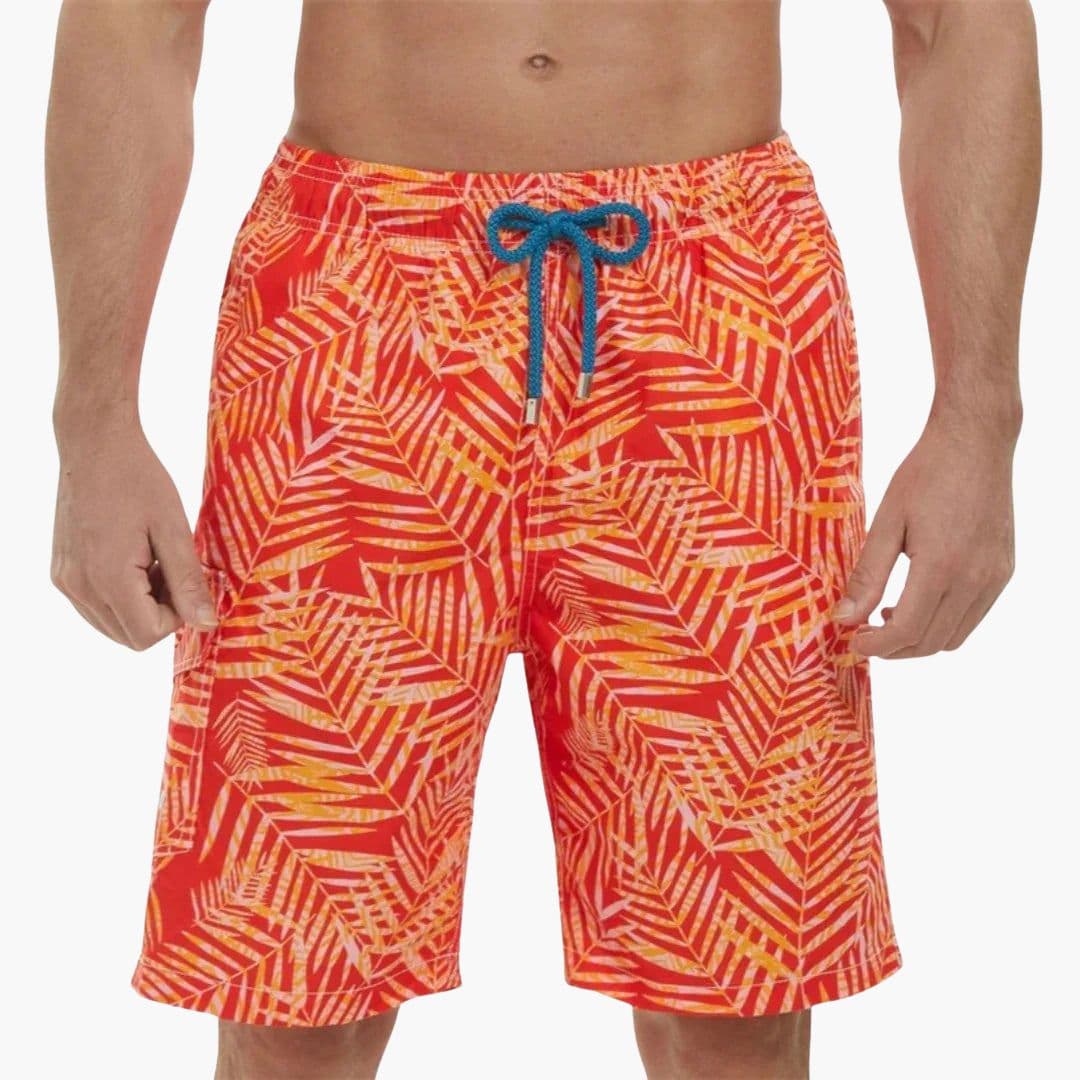 Short de bain homme à taille élastique avec cordon