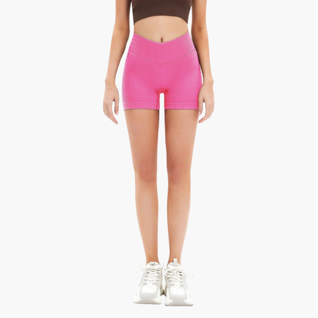 Short sportivo da donna a vita alta con motivo a coste