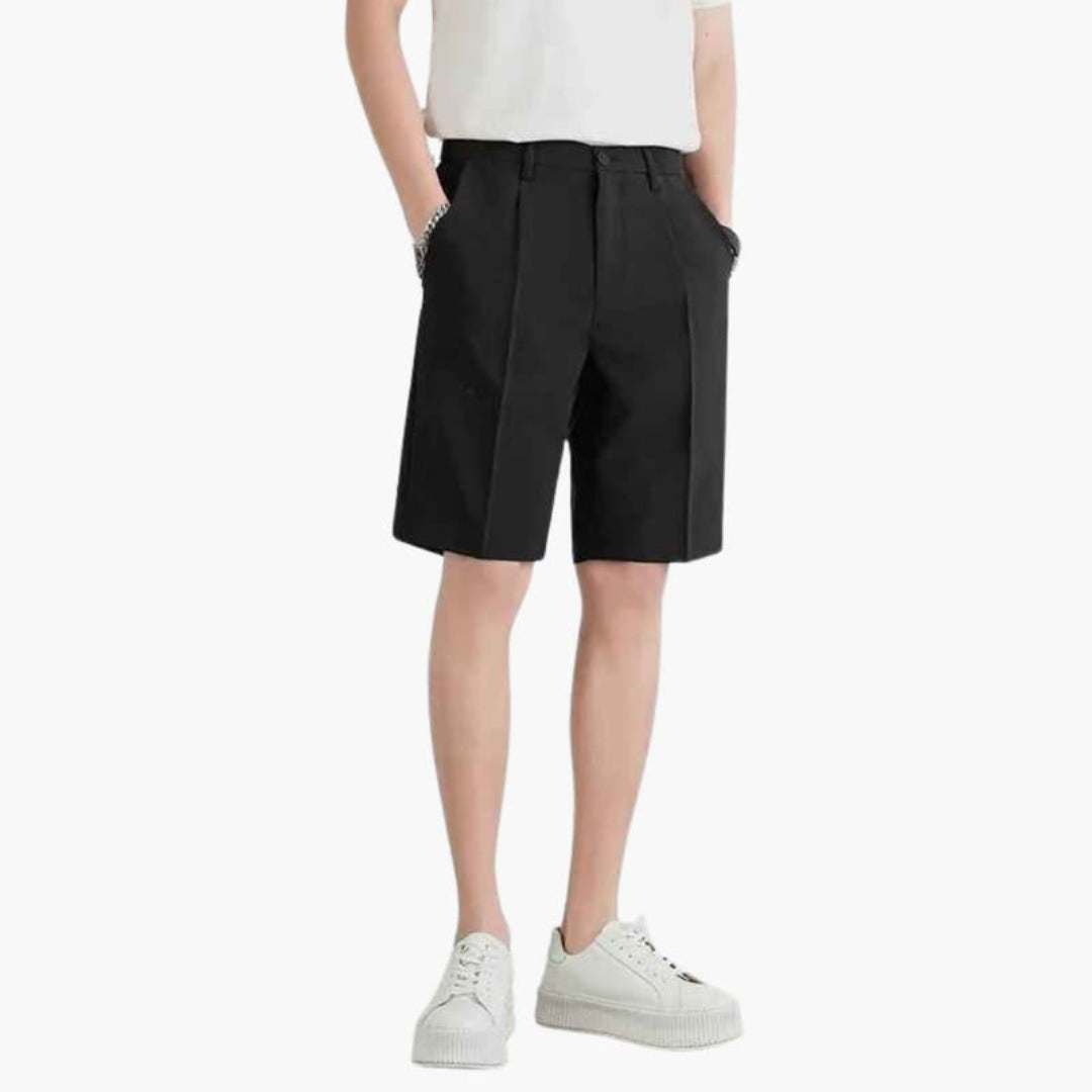 Pantaloncini da uomo a pieghe con chiusura lampo