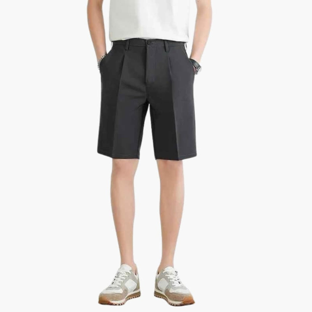 Pantaloncini da uomo a pieghe con chiusura lampo