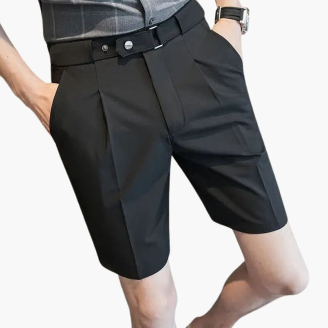 Pantaloncini da uomo a pieghe con passanti per cintura