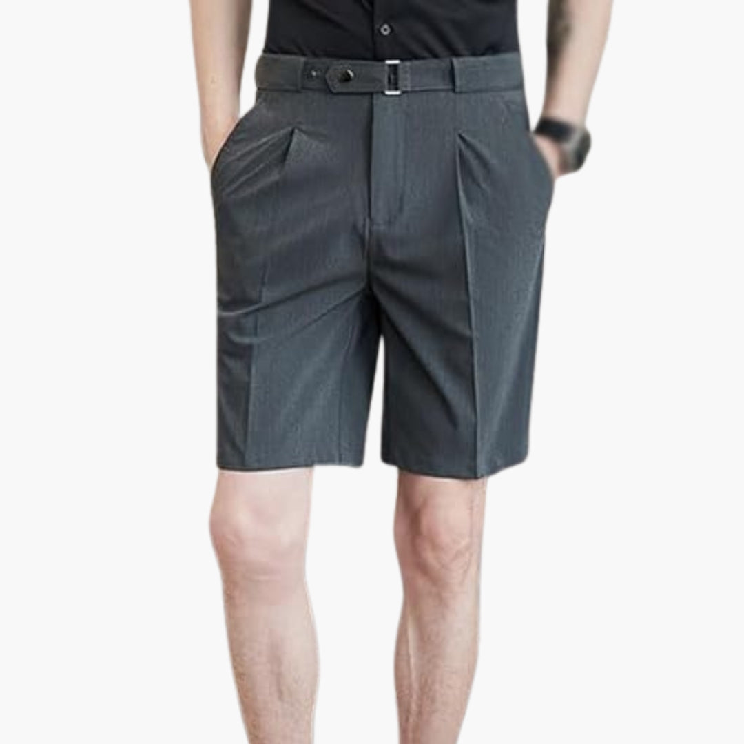 Pantaloncini da uomo a pieghe con passanti per cintura
