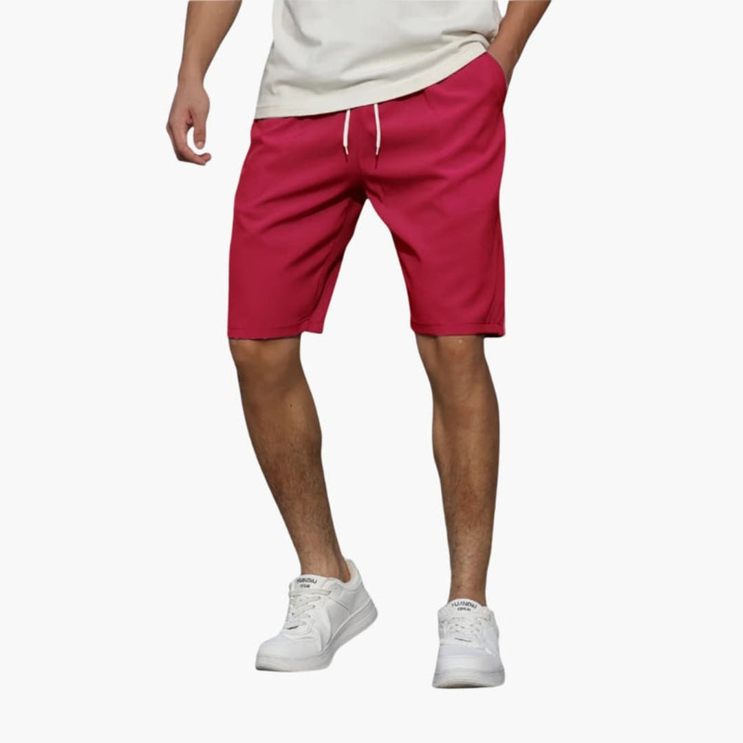 Pantalones cortos para hombre con cintura ajustable y superficie lisa