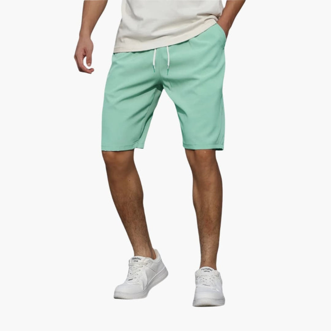 Pantalones cortos para hombre con cintura ajustable y superficie lisa