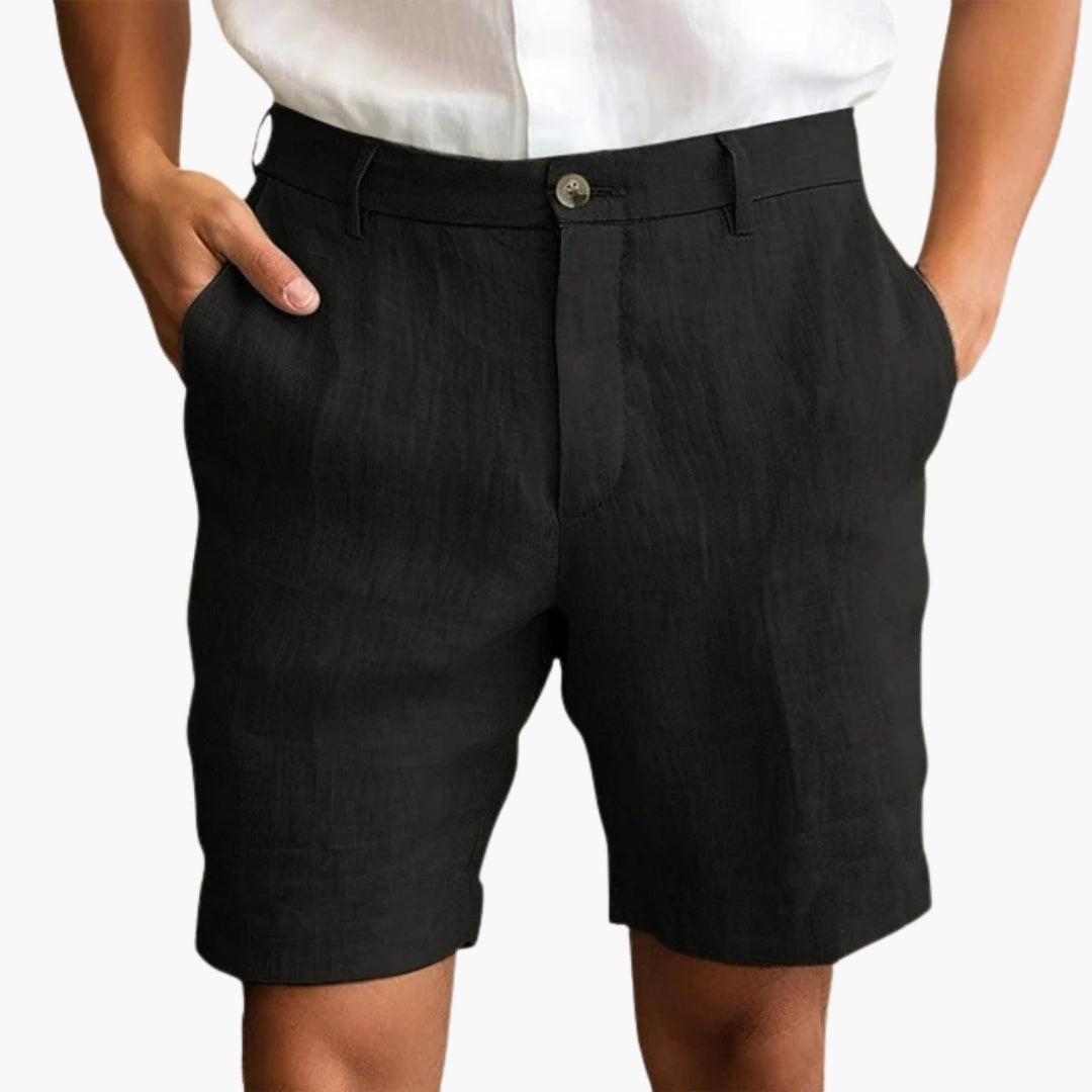 Pantaloncini uomo con chiusura a bottone e orlo risvoltato