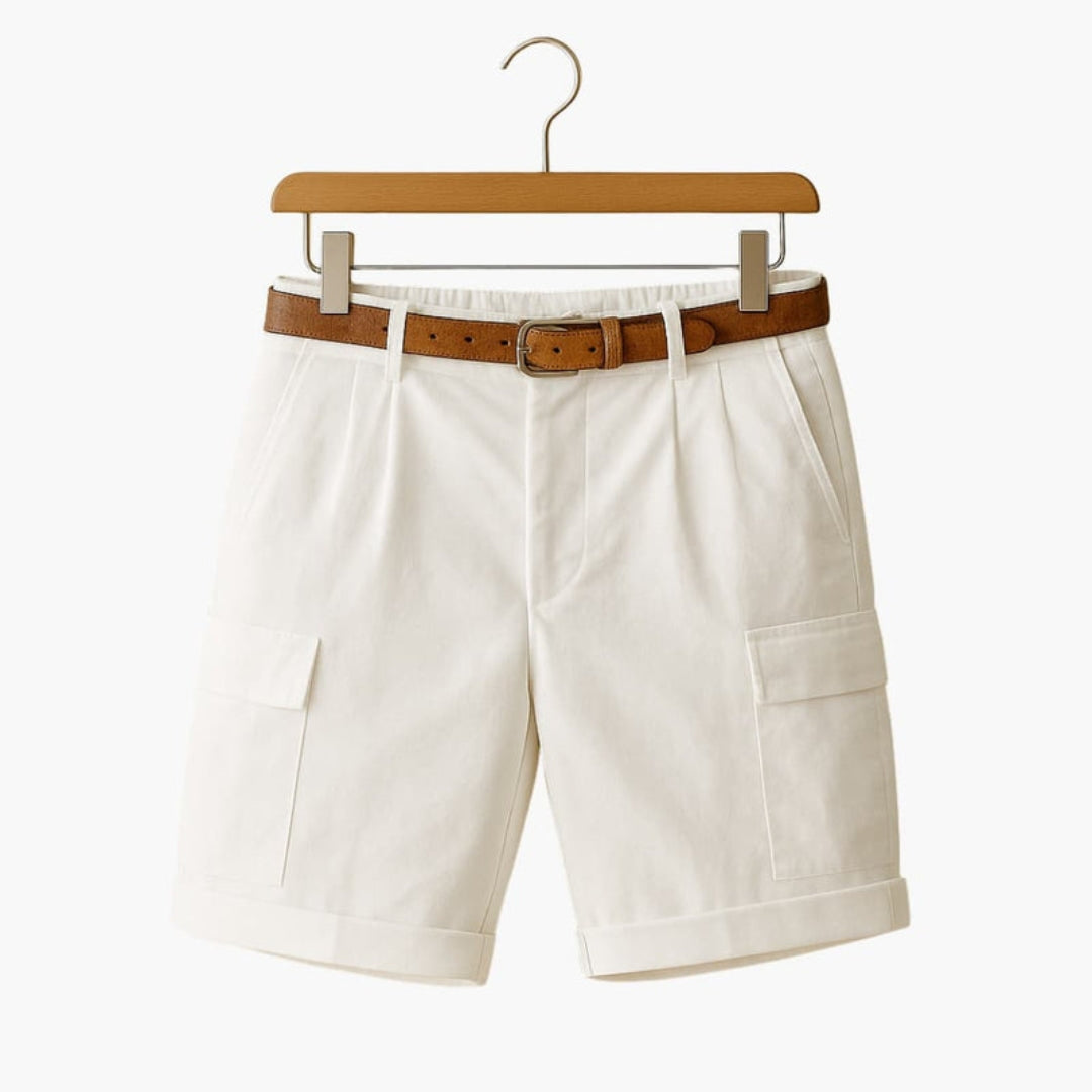 Pantaloncini da uomo con tasche cargo e vita plissettata