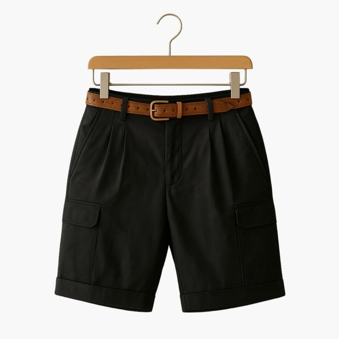 Pantaloncini da uomo con tasche cargo e vita plissettata
