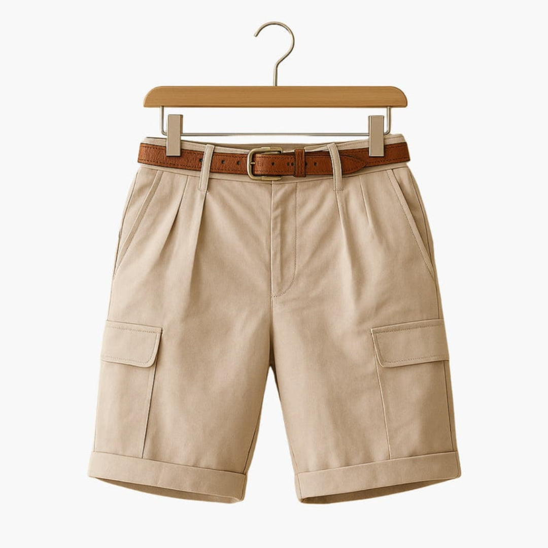 Pantaloncini da uomo con tasche cargo e vita plissettata