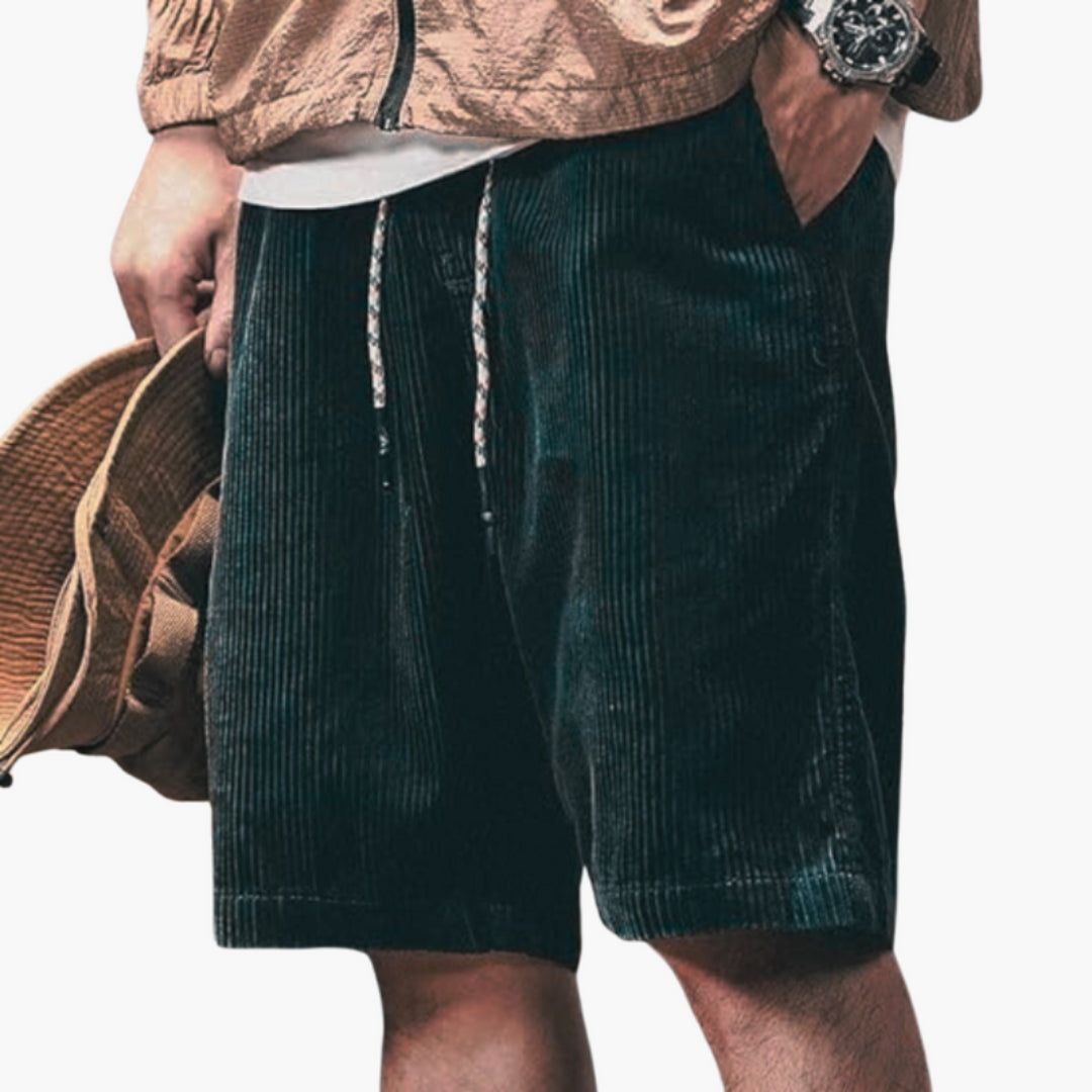 Pantaloncini da uomo in velluto a coste con coulisse