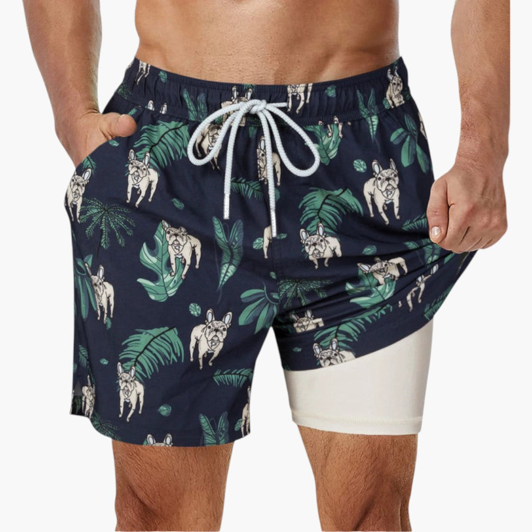 Calções de banho para homens com bolsos laterais