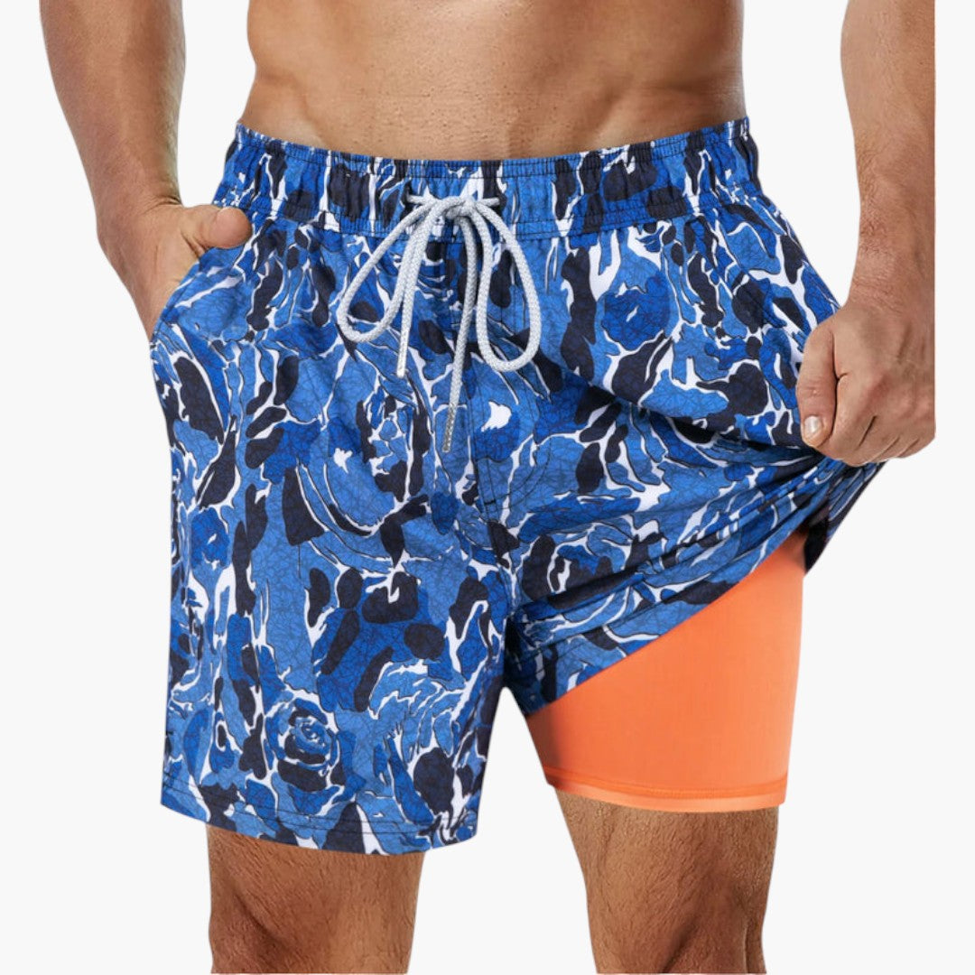 Calções de banho para homens com bolsos laterais